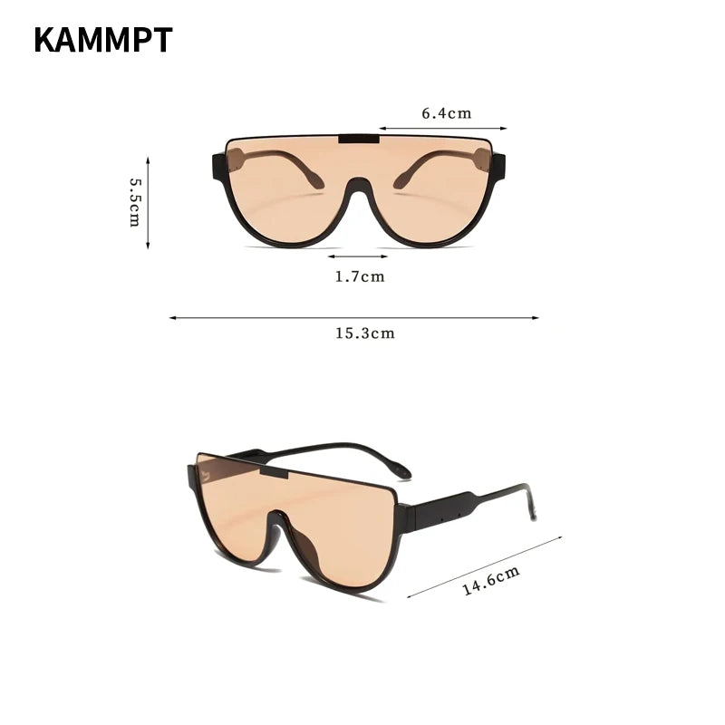 KAMMPT Vintage Semi-round Sunglasses: Fashion Monoblock Outdoor Goggle Shades, Ins Trending New Design UV400 Eyewear for Women