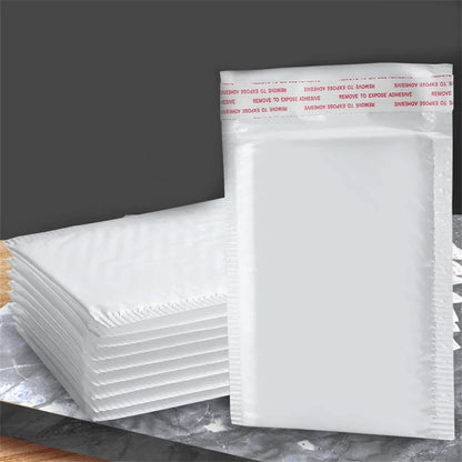 50pcs Pearlescent Film Waterproof Bubble Mailers | Self-Seal White Foam Shipping Bags, Thickened Packaging Envelopes