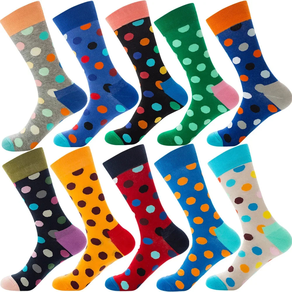 10-Pair Big Size Crew Socks Pack - 38 Style Funny Rhombus Casual Fashion Socks for Men