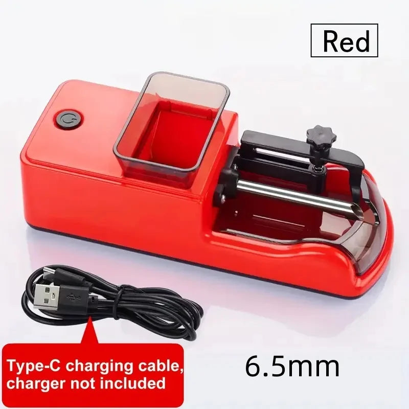 6.5/8mm Electric Cigarette Rolling Machine Type-C Automatic Tobacco Injector Maker – Portable Grass Cigarette Rolling Device Smoking Accessory
