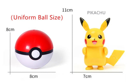 New Pokémon Action Figures – Pikachu, Charizard & Greninja Pocket Monster Poké Ball Deformation Toys for Kids Birthday Gifts
