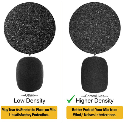 6pcs Microphone Foam Covers - High Density Windscreen Sponge Caps for Standard Microphones