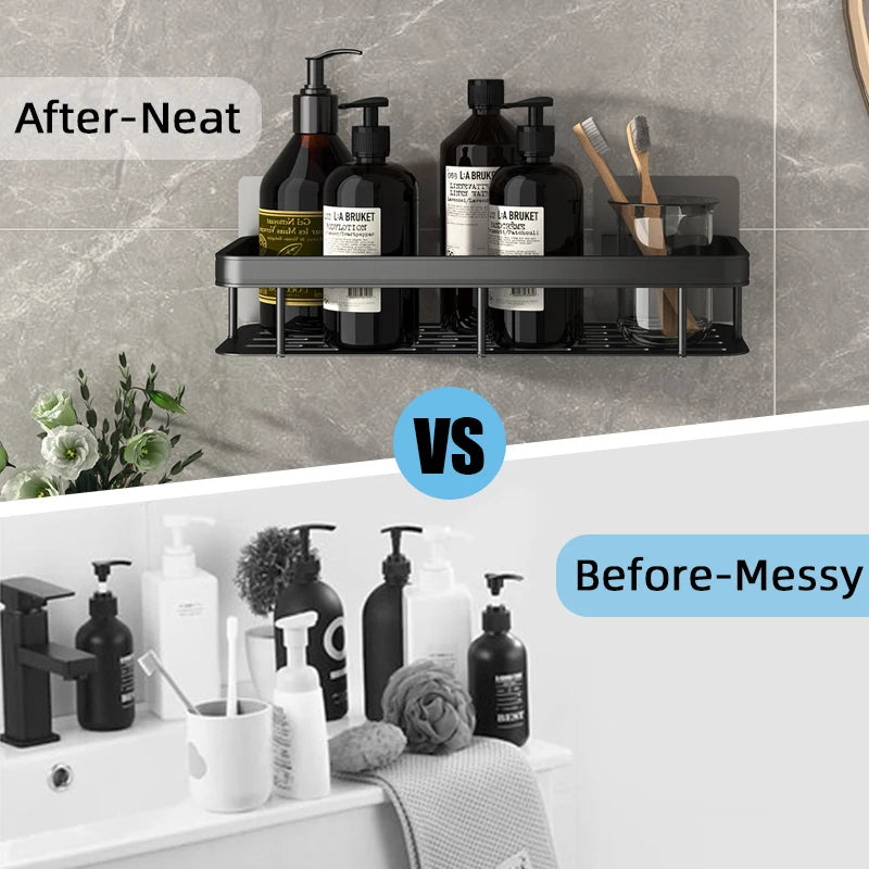 Aluminum Alloy Bathroom Shelf: Makeup Storage Organizer, Shampoo Rack - No Drill Shower Shelf for Bathroom Accessories