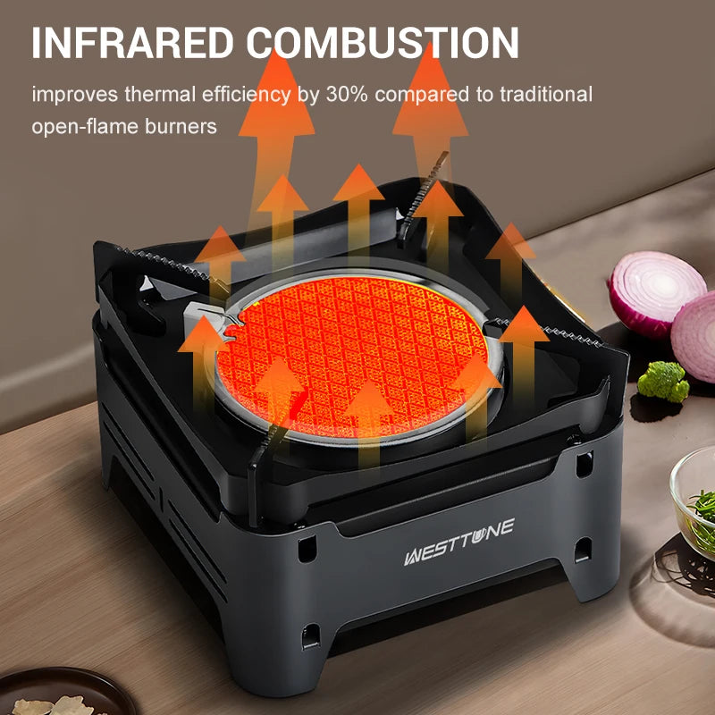 WESTTUNE Portable Camping Gas Stove - Outdoor Emergency Burner with Electronic Ignition for Picnics, BBQs & Garden Cooking