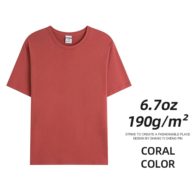 Men's & Women's 190gsm Combed Cotton T-Shirt - Solid Color Custom Team & Casual Summer Tee