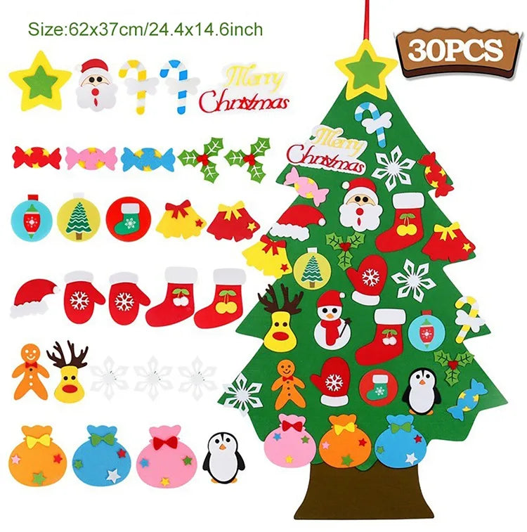 DIY Felt Christmas Tree Decoration – Xmas Ornament for Home Navidad Noel 2025 Santa Claus Kids Gift
