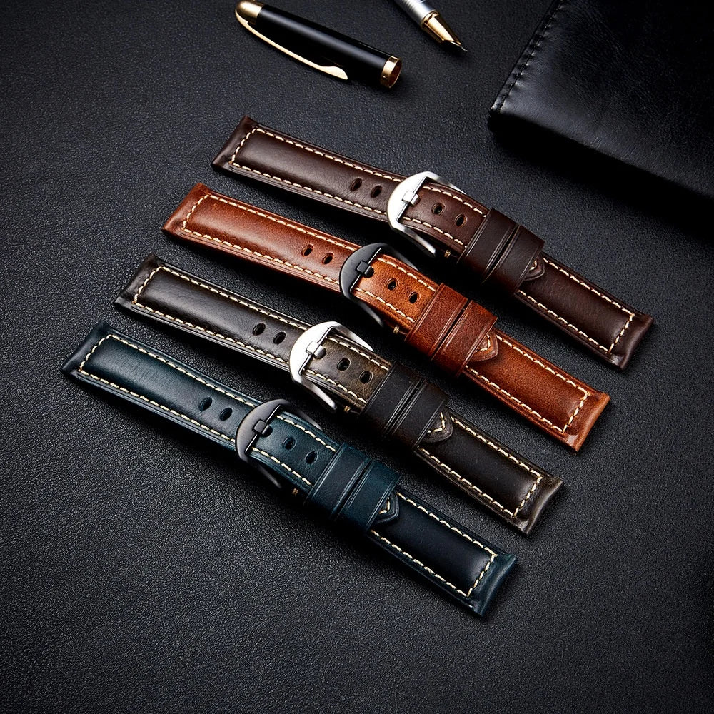 Genuine Calfskin Leather Watch Strap – 20mm & 22mm for Huawei Watch GT 4/3, Amazfit GTR & Galaxy Watch 5/6