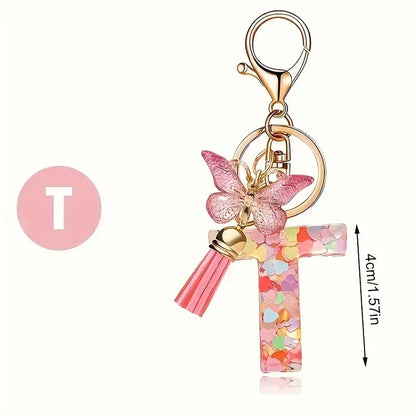 A-Z Letter Keychain - Personalized Metal Initial Pendant for Women, Car Keys & Bag Accessories