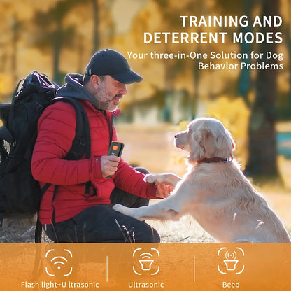 Ultrasonic Dog Bark Deterrent - Anti-Barking Device with 3 Training Modes, No Dog Noise, and USB Rechargeable