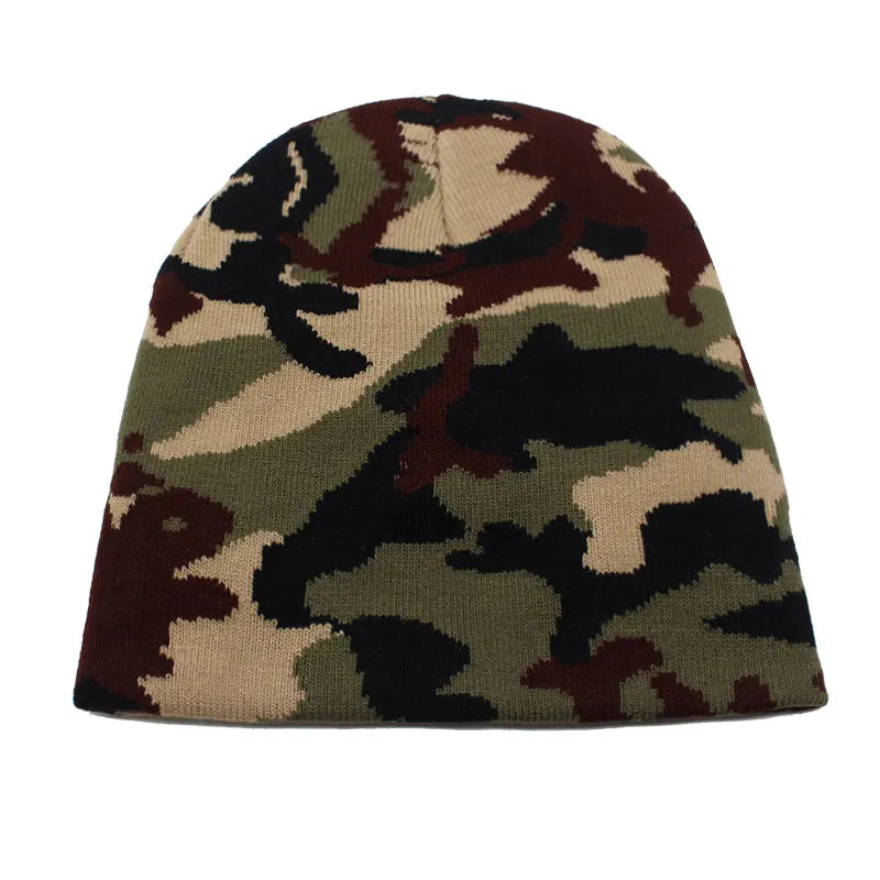 Camouflage Knitted Beanie - Unisex Winter Hat for Men and Women, Warm Skullies Beanies for Autumn and Winter