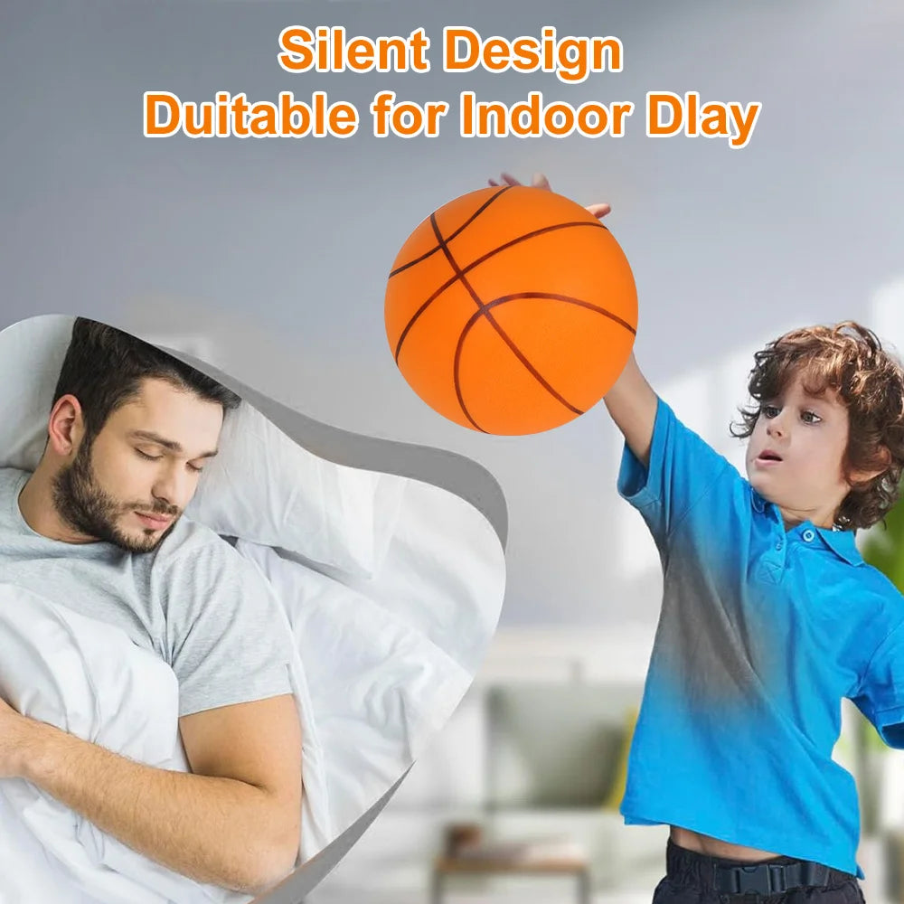 Silent Dribbling Indoor Basketball – Foam Ball Size 3/5/7, High Bounce, Noiseless & Non-Deforming