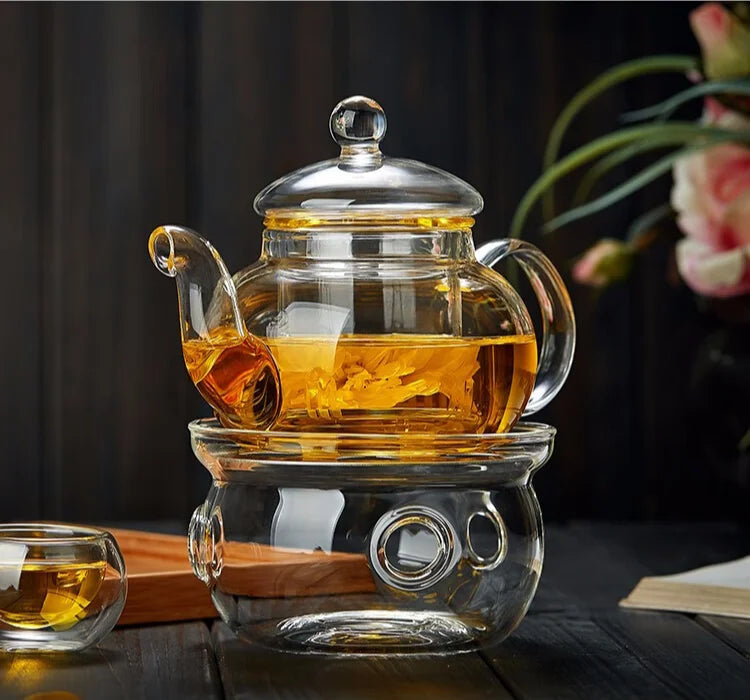 400ml/1000ml Heat-Resistant Glass Teapot – Kung Fu Teaware Set with Tea Strainer for Puer, Oolong, Barley