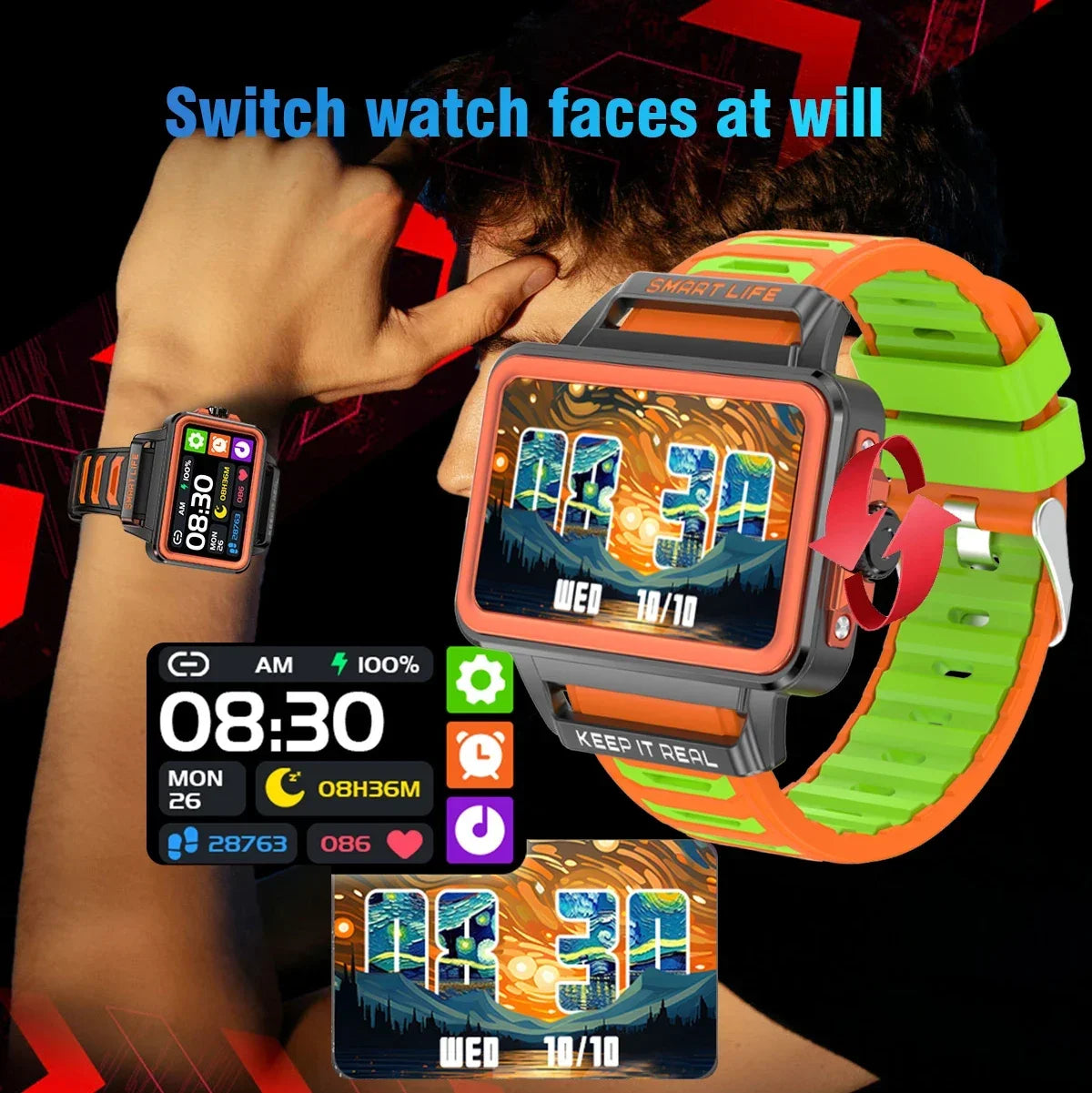 SENBONO Smart Band - Waterproof Fitness Bracelet with Sleep & Heart Rate Monitoring for iOS & Android