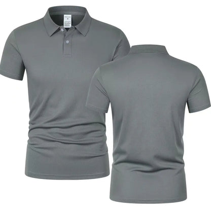 Men's Short Sleeve Polo Shirt - Solid Color Breathable Casual Oversized Summer Splice Top