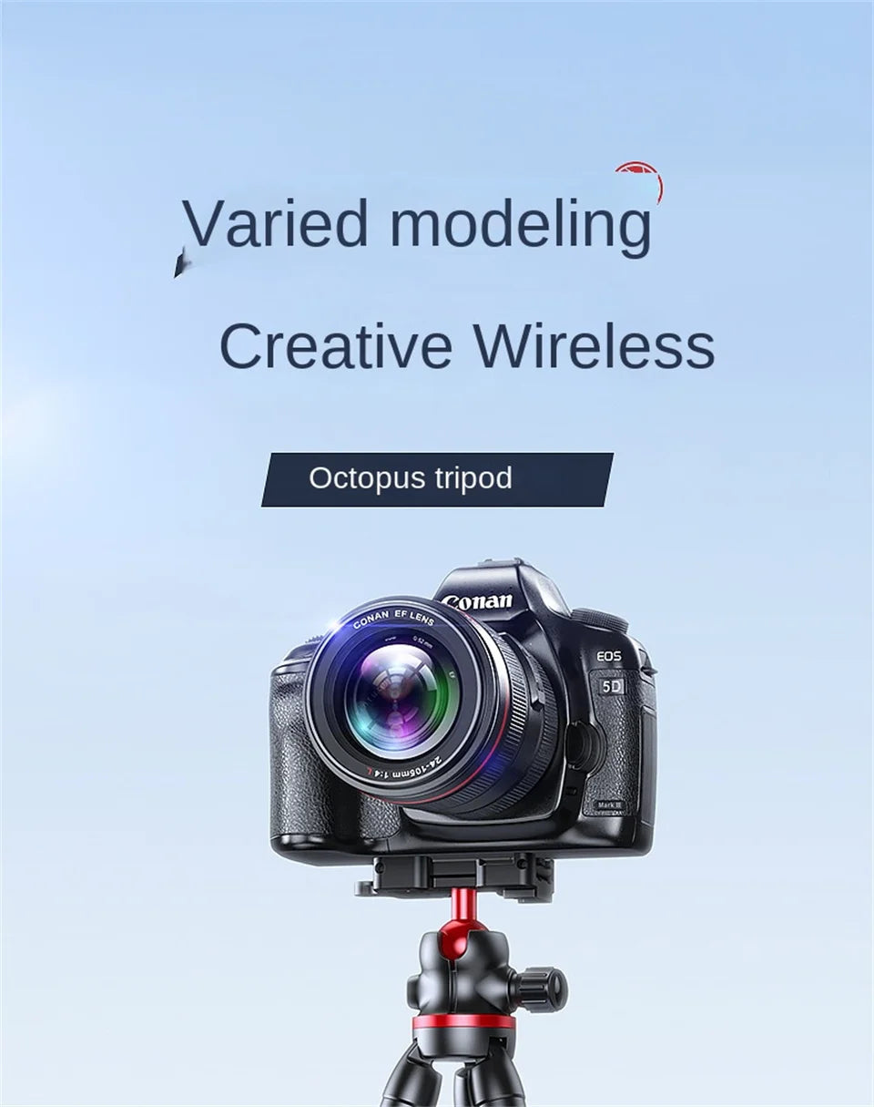 BSLIUFANG 2025 Flexible Octopus Tripod – 2-in-1 Phone & Camera Tripod with Side Cold Shoe & 1/4'' Screw for DSLR, Smartphone