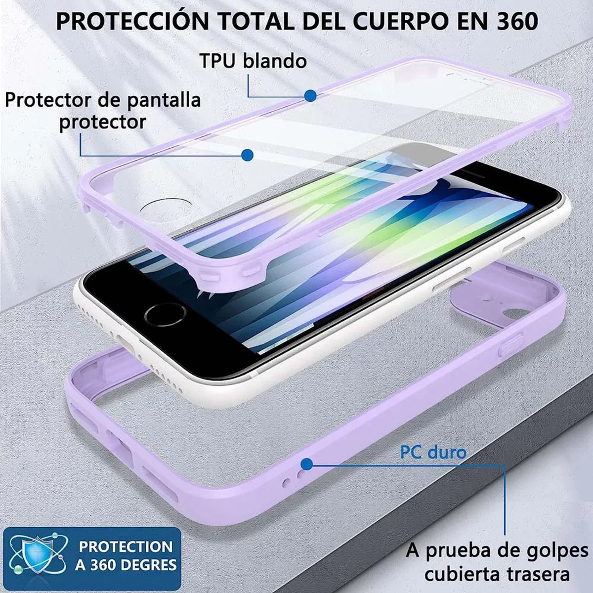 360° Full Body iPhone Case - Double-Sided Screen Protector Cover for iPhone SE 2020, SE 2022, 8 & 7