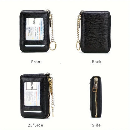 RFID Blocking Card Holder Wallet – Mini Zipper ID & Bus Card Case with Anti-Theft Protection for Keys & Cards