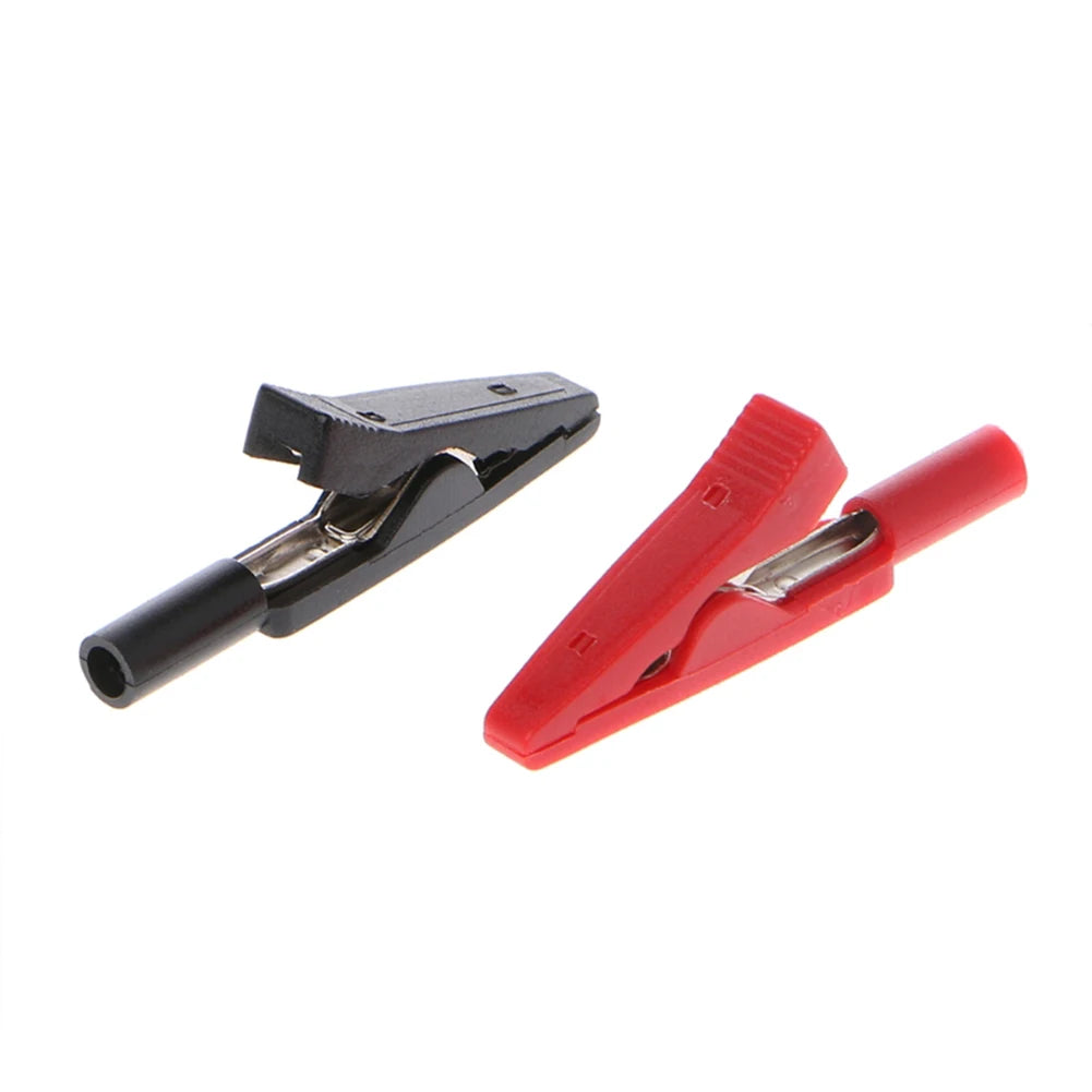 2Pcs Insulated Alligator Clips - 2mm Banana Female Adapter Test Leads for Multimeter and Battery Testing