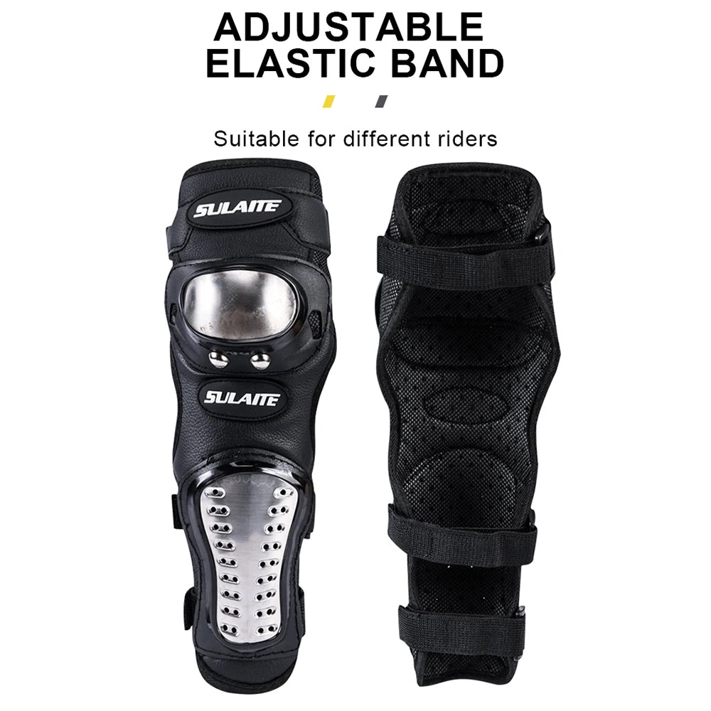4PCS Motorcycle Knee & Elbow Pads Set — Stainless Steel Motocross Racing Protective Gear Kit