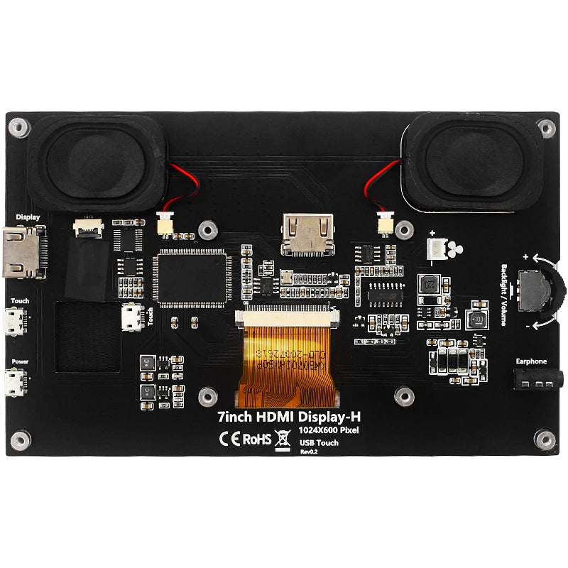 7 Inch Portable IPS Touch Screen Display – 1024x600 Monitor with Optional Speakers for Raspberry Pi 5/4B/3B+, Laptop, PC