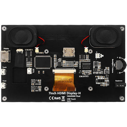 7 Inch Portable IPS Touch Screen Display – 1024x600 Monitor with Optional Speakers for Raspberry Pi 5/4B/3B+, Laptop, PC