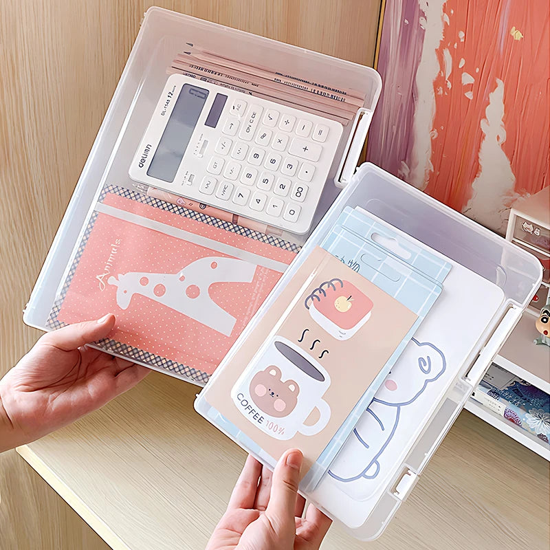 Efficient A4 File Storage Box for Students: Portable Folder & Test Paper Organizer
