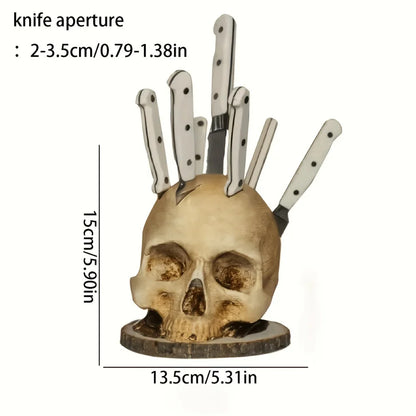 Skull Skeleton Kitchen Knife Holder - Horror Style Storage Rack and Decor
