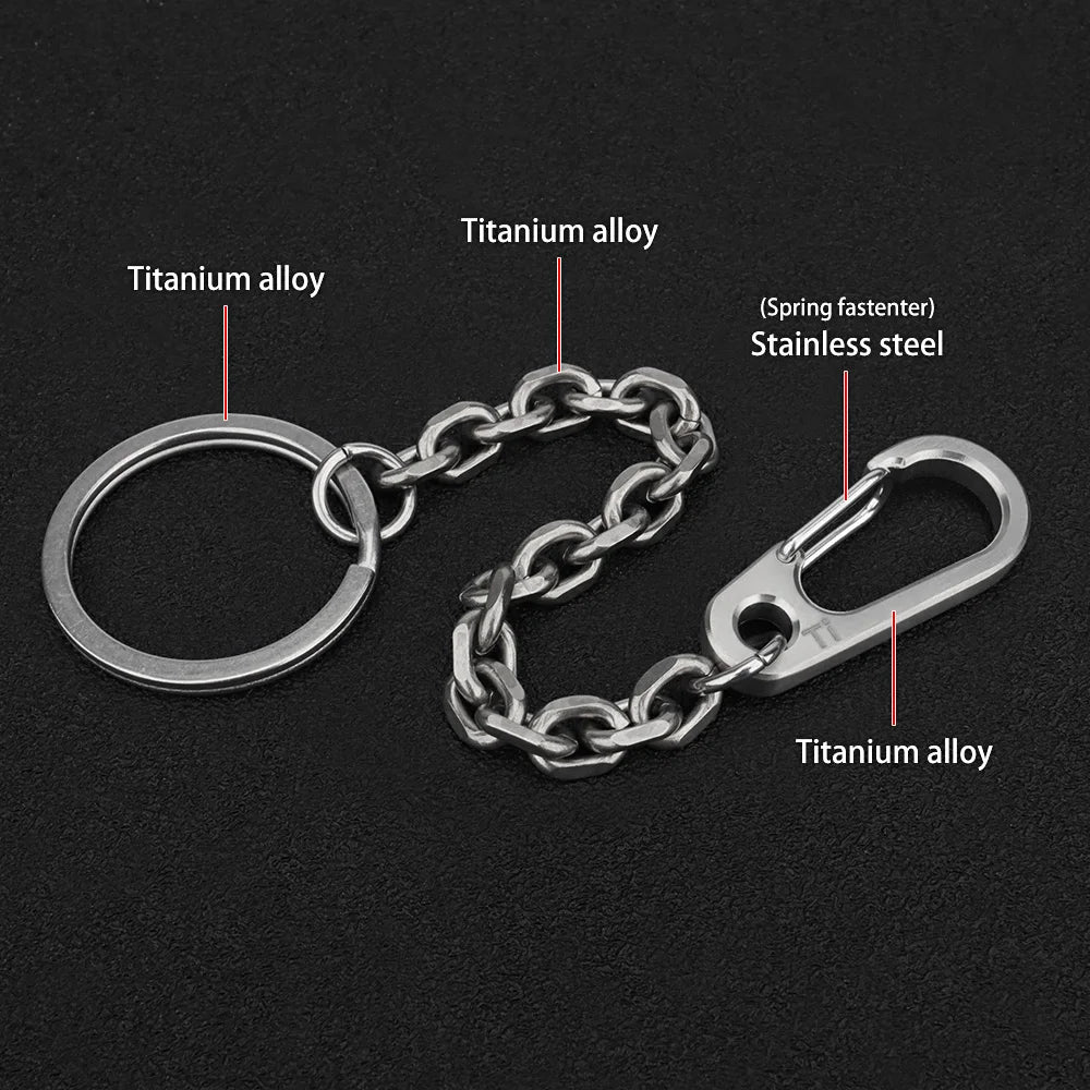 Short Chain Titanium Key Belt Buckle – Titanium Alloy Waist Ring EDC Outdoor Tool