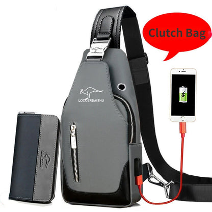 Men's Waterproof Oxford Chest Bag – Korean Style Casual Sport Crossbody Shoulder Messenger Bag