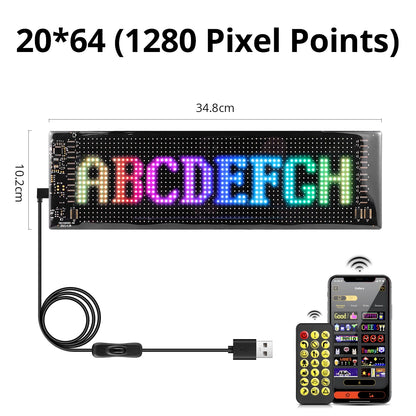 Customizable LED Matrix Pixel Display - Scrolling Car Logo, Text, Animations & Warning Light for Vehicle Decoration and Advertising