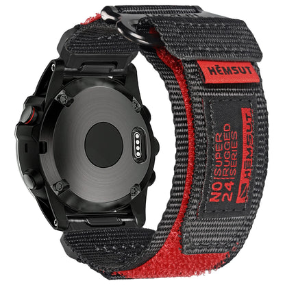 Hemsut Nylon QuickFit Watch Strap - Rugged Sporty Loop Band for Garmin Fenix, Forerunner, Instinct, Enduro & Tactix