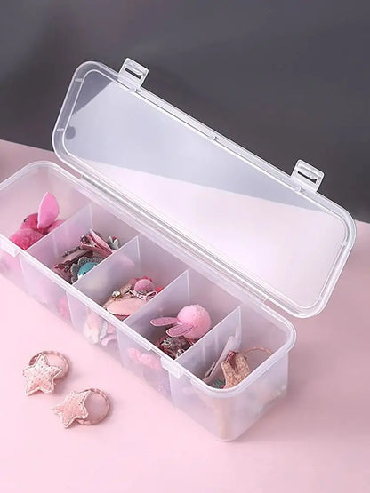 Plastic Jewelry & Hair Accessories Organizer – 5-Compartment Storage Box for Desktop, Cables & Miscellaneous Items