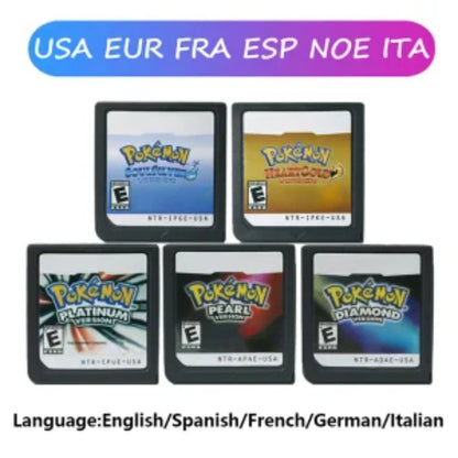 Pokemon Series DS Game Cartridge – Platinum, Pearl, Diamond, HeartGold, SoulSilver, Multilingual for NDS/3DS Consoles
