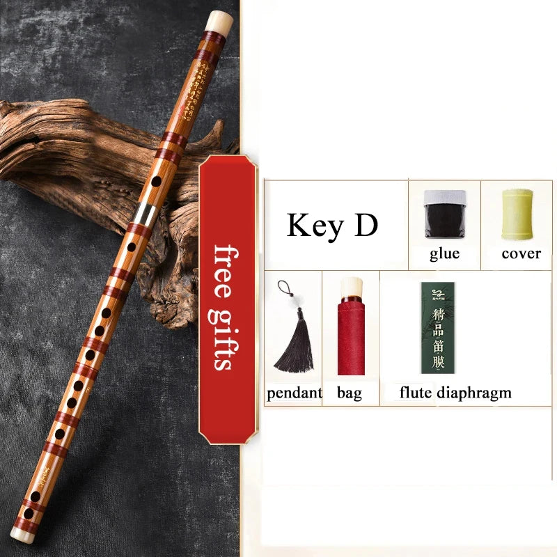 Chinese Bamboo Flute Dizi – Traditional Flute for Beginners, Key C/D/E/F/G Musical Instrument