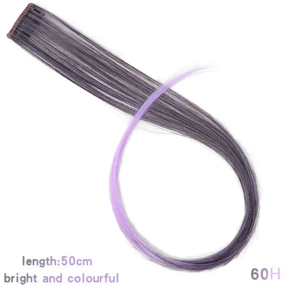 HUAYA 18" Synthetic Clip-In Colorful Curly Hair Extension – Ombre Pink Purple Red Blue Hair Piece