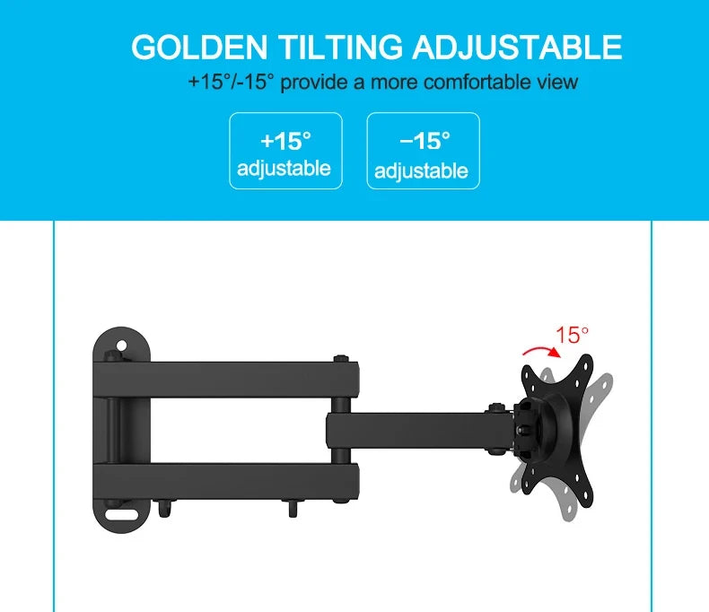 20° Tiltable & 360° Rotatable TV Wall Mount Bracket – Universal Stand for 14-24" Monitors & Flat Panel Displays