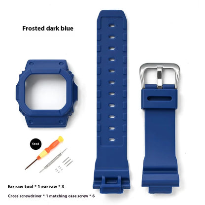 Silicone Watch Band and Case for Casio G-Shock DW-5600, DW-5610, GW-M5610 & GWB5600 - Sport Replacement Strap Set