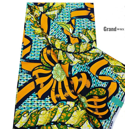 African Golden Glitter Wax Fabric - Soft Cotton Ankara Batik Print Material for Uniforms