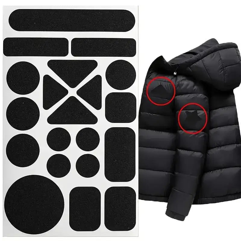 Instant Self-Adhesive Fabric Repair Patch — Universal Black Heavy-Duty Iron-On for Down Coats