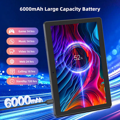 BAKEN 10.1" Android 13 Tablet – 4GB+64GB, Quad-Core, Dual Cameras, WiFi & Bluetooth 2-in-1 Tablet