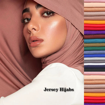 Women's Modal Cotton Jersey Hijab - Soft Solid Color Muslim Headscarf for Ramadan & Everyday Wear