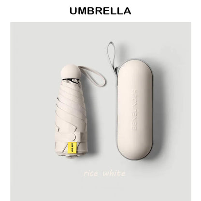 Mini Capsule Umbrella – Portable Sun & Rain Protection, UV Coating, 6 Reinforced Ribs, Compact Travel Outdoor Umbrella