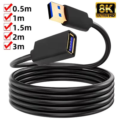 USB 3.0 Extension Cable - High-Speed USB 2.0/3.0 Data Transfer Cord for Smart TV, Xbox One, SSD, PC & Laptop 0.5–3M