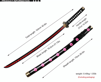 3-Piece Roronoa Zoro Katana Set – 104cm Handmade Anime Cosplay Swords (Shusui, Enma, Kitetsu) with Free Holder & Belt