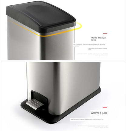 Stainless Steel Pedal Trash Can – Large Home & Living Room Trash Bin with Lid, Nordic Style Bathroom Waste Bin