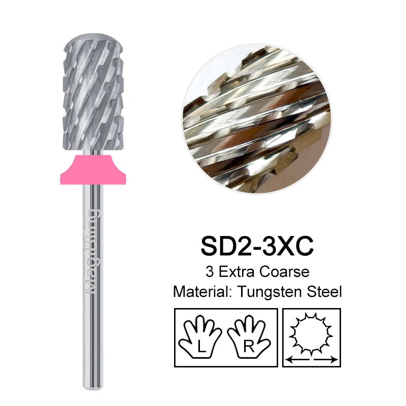 Gold Tungsten Carbide Nail Drill Bits – Large Barrel Milling Cutter, Pro Reversed Durable Grinding & Polishing Tools Accessories 4XC