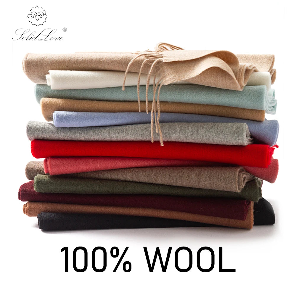 Solidlove Women’s Wool Winter Scarf – 100% Wool Cashmere Poncho Wrap, Fashionable Adult Scarf for Ladies
