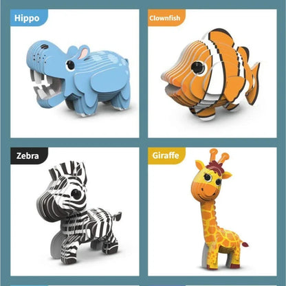 Children’s 3D Animal & Dinosaur Puzzle Set – Early Education Intelligence Toy for Kids Ages 3-6, Kindergarten Learning Model Kit