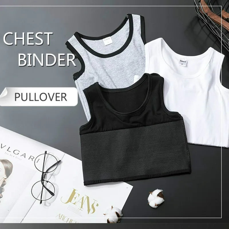 Women’s Breathable Chest Binder Vest - Elastic Compression Tank Top with Secure Clip Closure