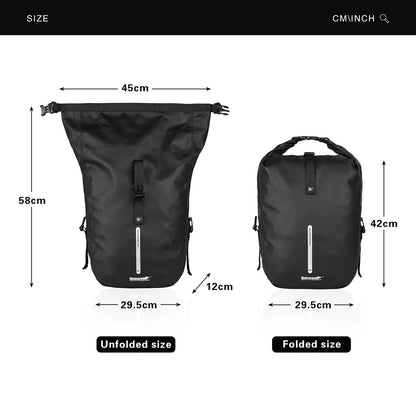 Rhinowalk 20L Bike Pannier Bag — Waterproof Rear Rack Bicycle Shoulder Backpack, Travel & Cycling Accessories